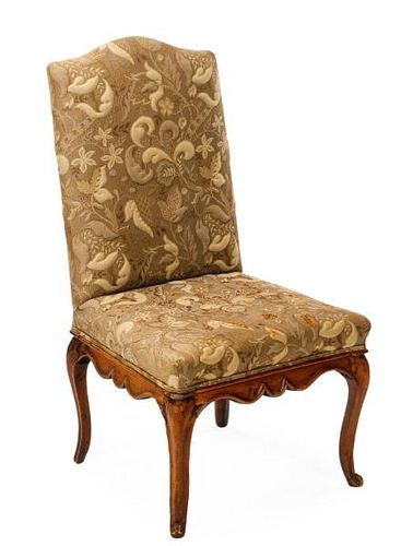 Provincial Louis XV Walnut Upholstered Chair