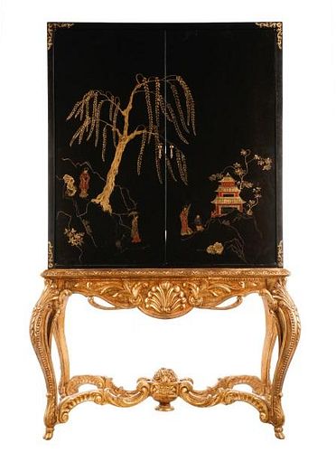 Rococo Style Entertainment Cabinet on Stand