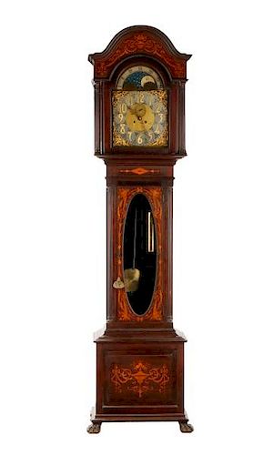 American F. Herschede Marquetry Tall Case Clock