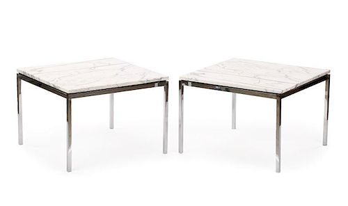 Pair of Knoll Chrome & Marble Side Tables