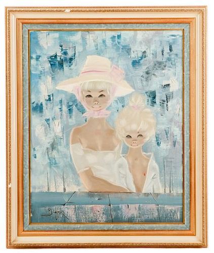 Igor Pantuhoff, Young Girls in Blues, Signed