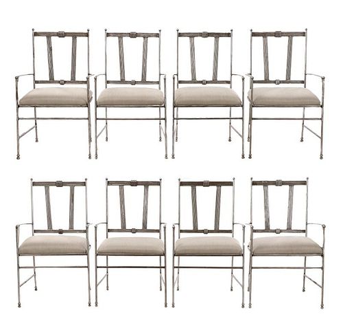 Set of 8 Italian Modern Steel Framed Armchairs