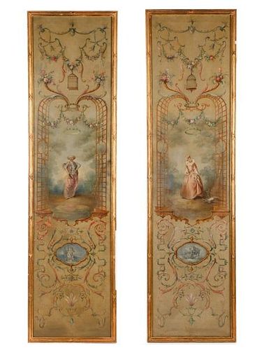 Two Mated French Louis XVI Paintings, 19th C.