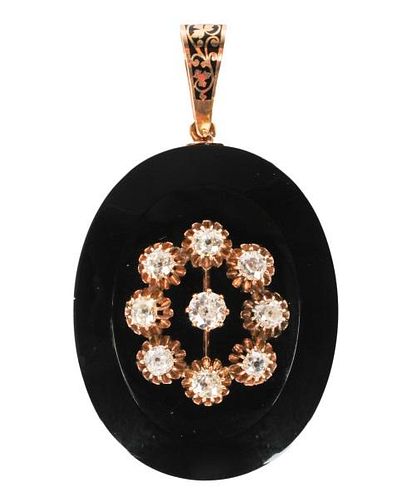 Large Mourning Pendant with Diamonds, L. 19th C.