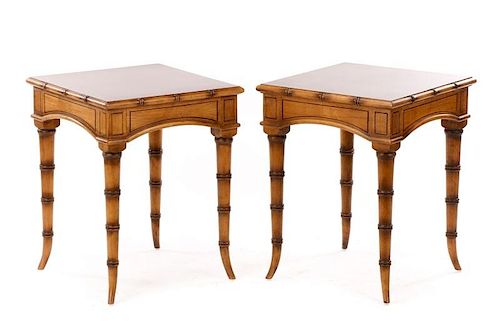Pair of Lee Jofa Leather Inset Side Tables