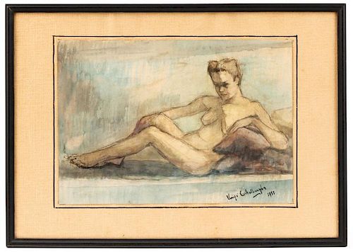 Virgi Cokelberghs, Reclining Nude Female Painting
