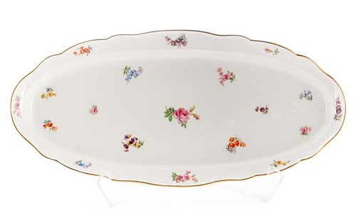 Meissen Floral Motif Porcelain Oval Platter
