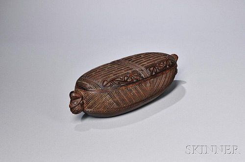 Maori Carved Wood Treasure Box