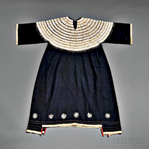 Plains Blue Trade Cloth and Dentalium Shell Woman's Dress