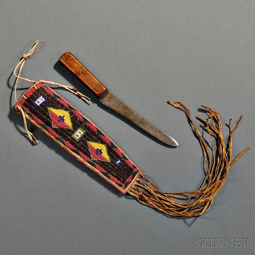 Yankton Sioux Beaded Hide Knife Sheath