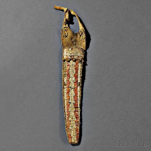 Western Great Lakes or Eastern Plains Quilled Hide Knife Sheath