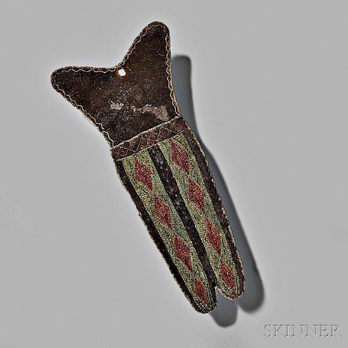 Rare Great Lakes Quilled Hide Double Knife Sheath