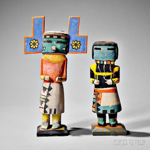 Two Hopi Polychrome Carved Wood Kachinas