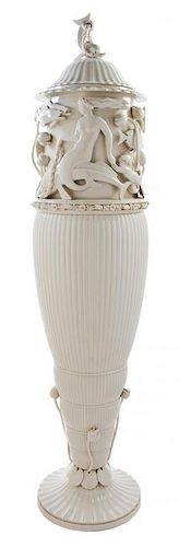 * A Danish Blanc de Chine Vase, Arno Malinowski for Royal Copenhagen Height 34 3/4 inches.