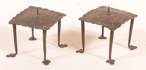 Pair of Oriental 18th Cent. Candle Holders.