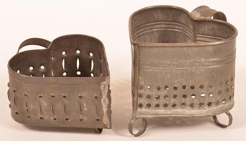 Two 19th Cent. Punch Tin Cheese Molds.