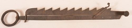 PA Wrought Iron Saw tooth Trammel Dated 1759.
