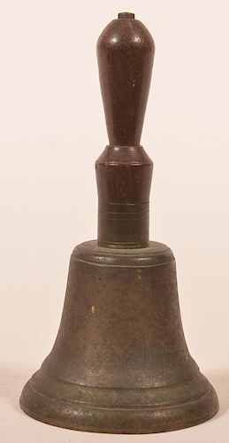 19th Cent.  Brass Hand Bell with wood handle.