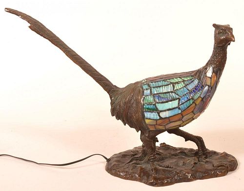 Charles Schneider Bronze Pheasant Lamp.