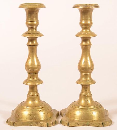 Pair of Antique Heavy Brass Candlesticks.