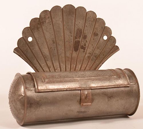 19th Cent. Cylindrical Tin Wall Mount Candle Box