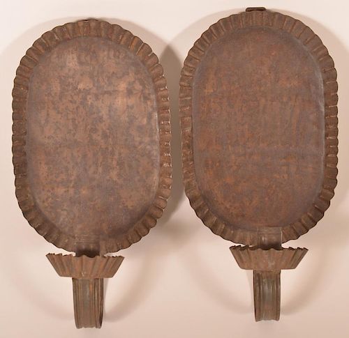 Pair of 19th Century Tin Candle Sconces.