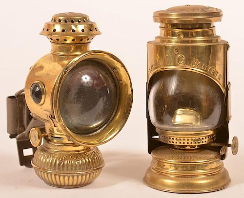 Two Various Brass Bicycle lamps.