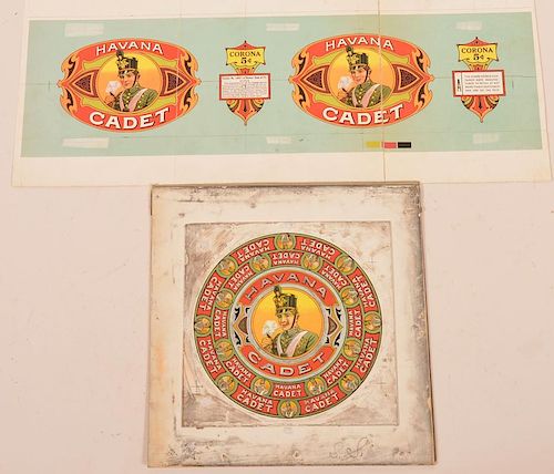 Rare "Havana Cadet 5? Corona" Original Cover Artwork and Can Body Paper Proof