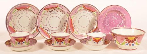 11 Pieces of Pink Lustre China.