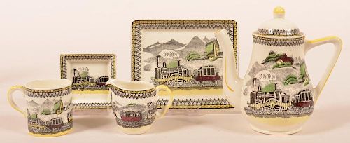 Five Pieces of "Railway" Pattern China.