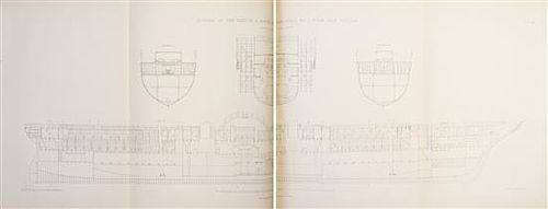 RANKINE, W.J. MACQUORN. Shipbuilding. Theoretical and Practical. London, 1866. With 50 plates.