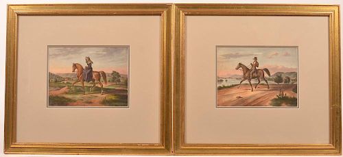 Two Unsigned Augustus Kollner Watercolors.