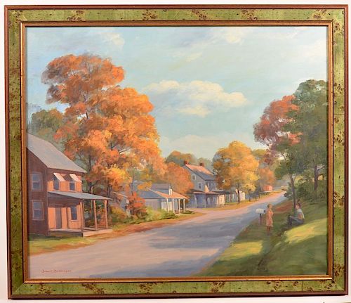 John E. Berninger Painting of Street Scene.