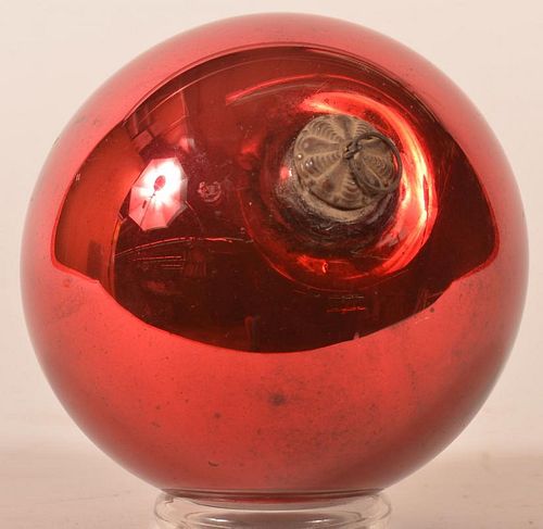 Ruby Red Blown Glass Ball Form German Kugel.