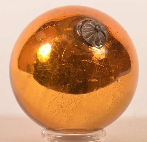 Amber Blown Glass Ball Form German Kugel.
