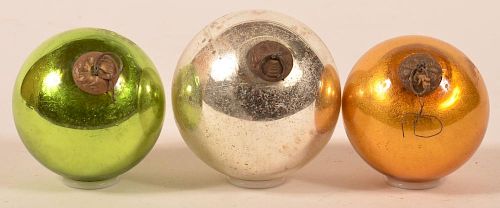 3 Antique Blown Glass Ball Form German Kugels.