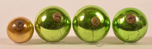4 Antique Blown Glass Ball Form German Kugels.