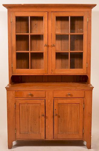 PA Softwood Two Part Dutch Cupboard.