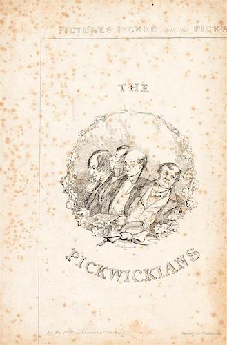(DICKENS, CHARLES). Pickwick Papers proof sheet, by Alfred Crowquill. London, 1837. w/ Pickwickian Illustrations. By Heath. 20 p