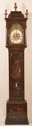 English Q/A Chinoiserie Tall Case Clock, C. 1740.