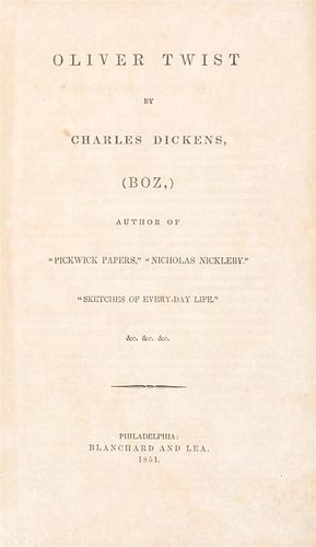 DICKENS, CHARLES. Two American editions including Barnaby Rudge, 1842, and Oliver Twist, 1851.