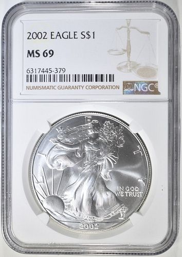 2002 AMERICAN SILVER EAGLE NGC MS 69