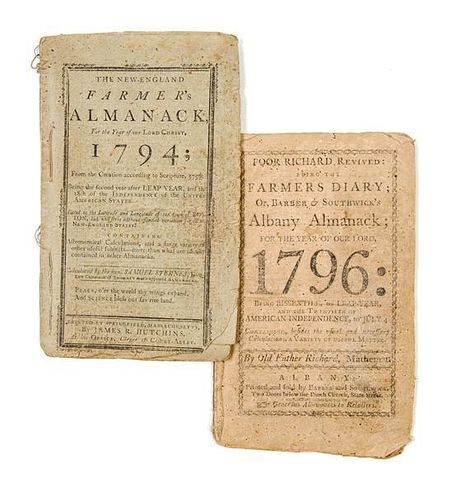 * (ALMANACK) Two 18th-century almanacks, including Farmer's Almanack (1794) and Poor Richard (1796).