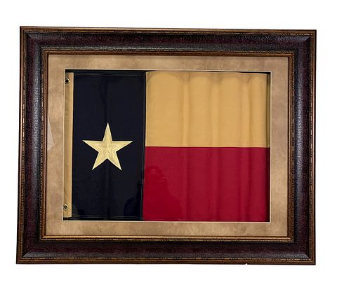 HAND STITCHED TEXAS FLAG IN FRAME