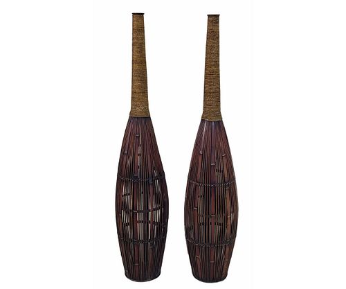 PAIR OF BAMBOO VASES