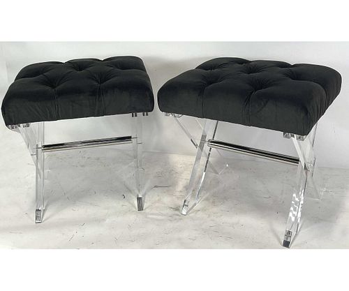 PAIR OF FERMIN LUCITE BENCHES