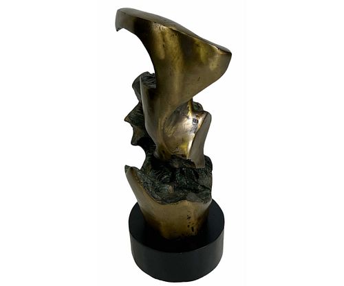 ABSTRACT BRONZE SCULPTURE ON MARBLE BASE