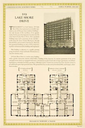 (CHICAGO) BAIRD & WARNER. A Portfolio of Fine Apartment Homes. Chicago, 1928.