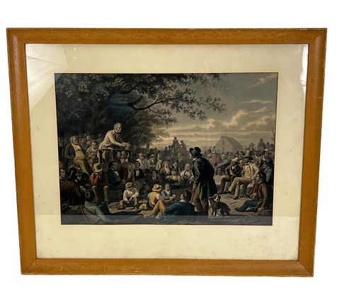 HAND COLORED TOWN MEETING ENGRAVING