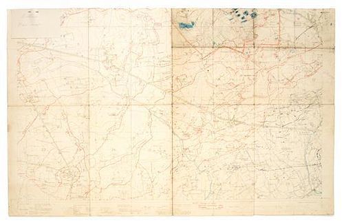 (WWI) Two British battlefield maps from WWI, linen-backed, ca. 1918.